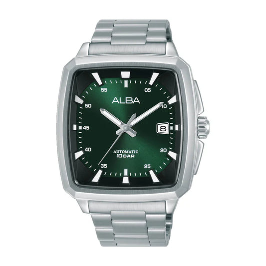ALBA Unique Rectangular Green & Black Radiation Dial Automatic Watch AU4037X1