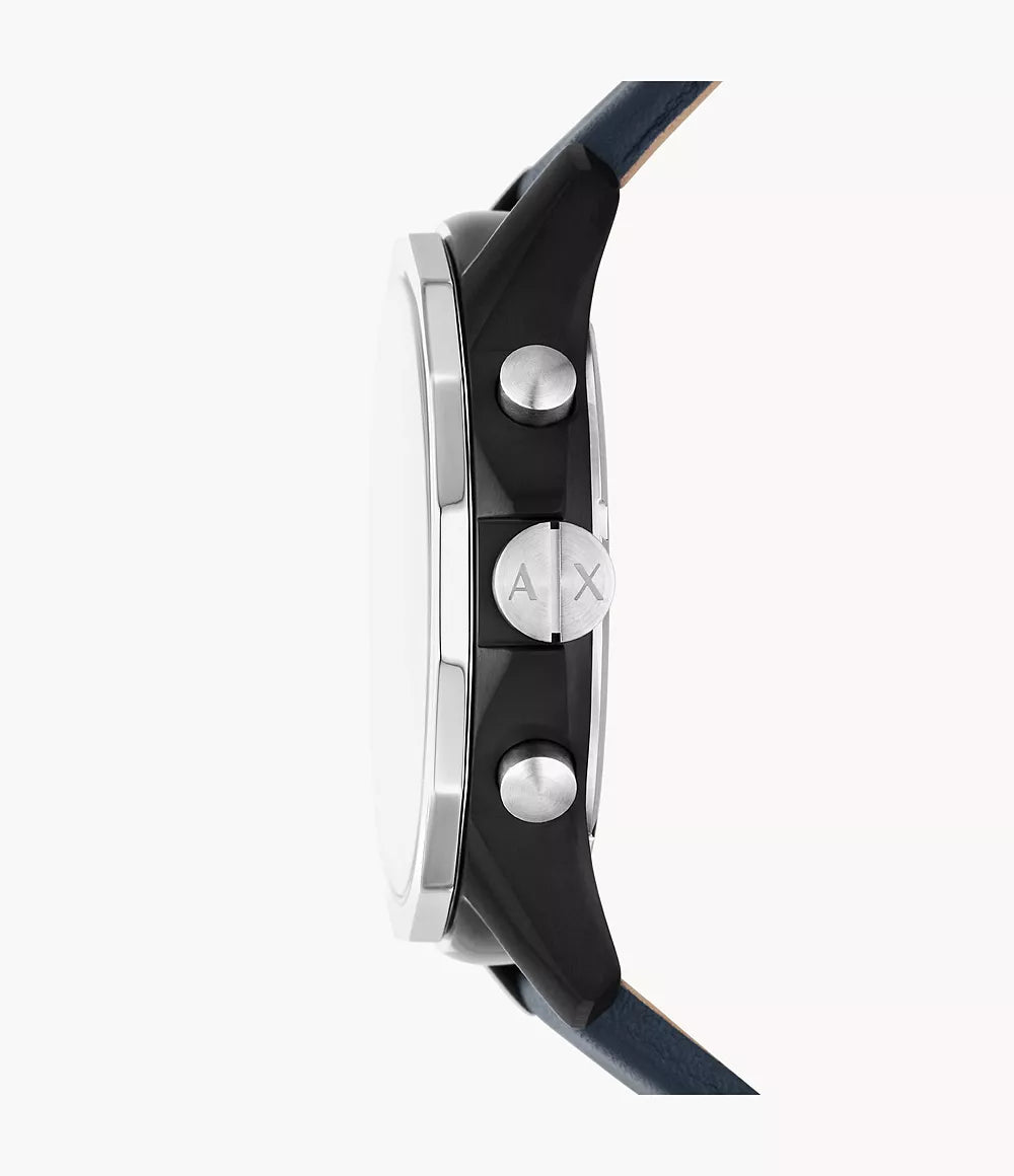 Armani Exchange Chronograph Blue Leather Watch AX1744