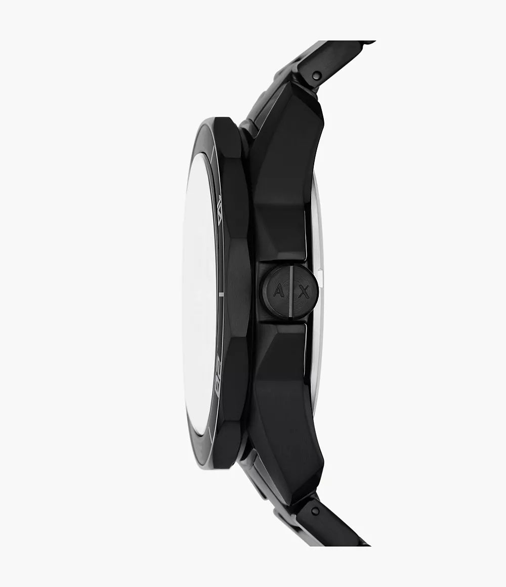 Armani Exchange Three-Hand Date Black Stainless Steel Watch AX1952