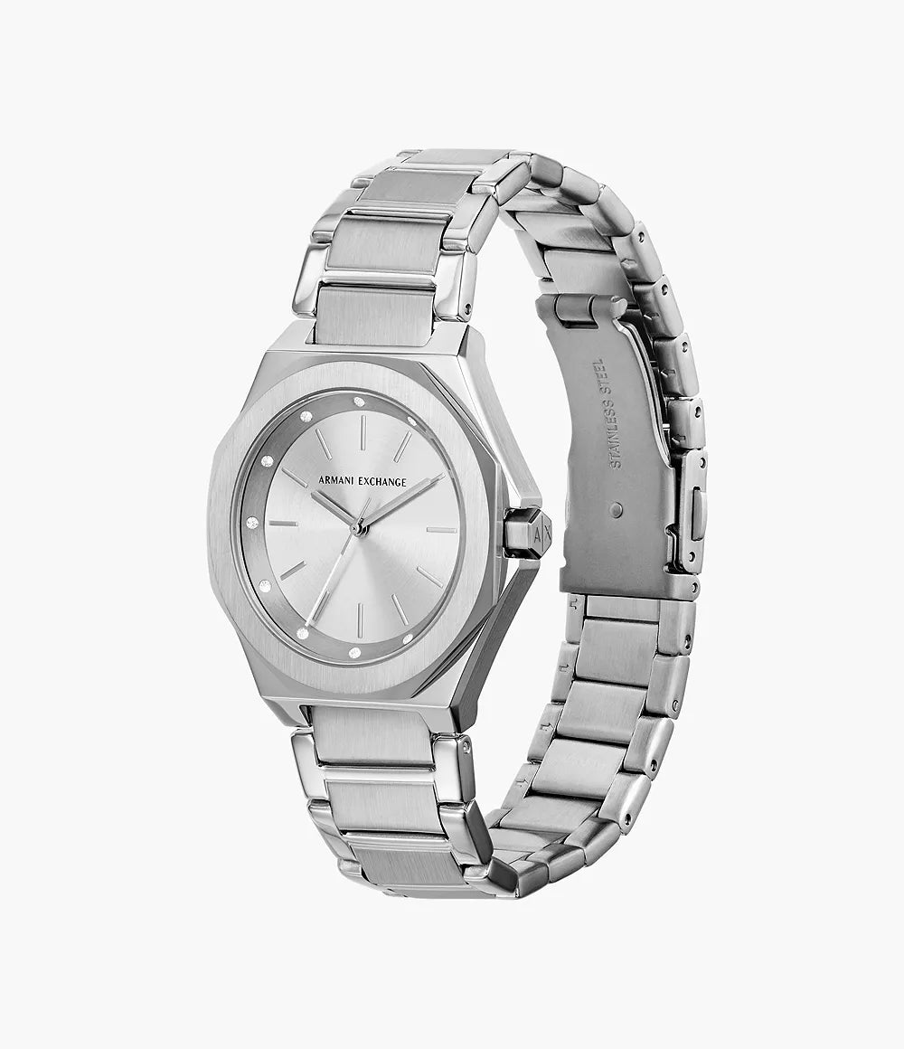 Armani Exchange Three-Hand Stainless Steel Watch AX4606