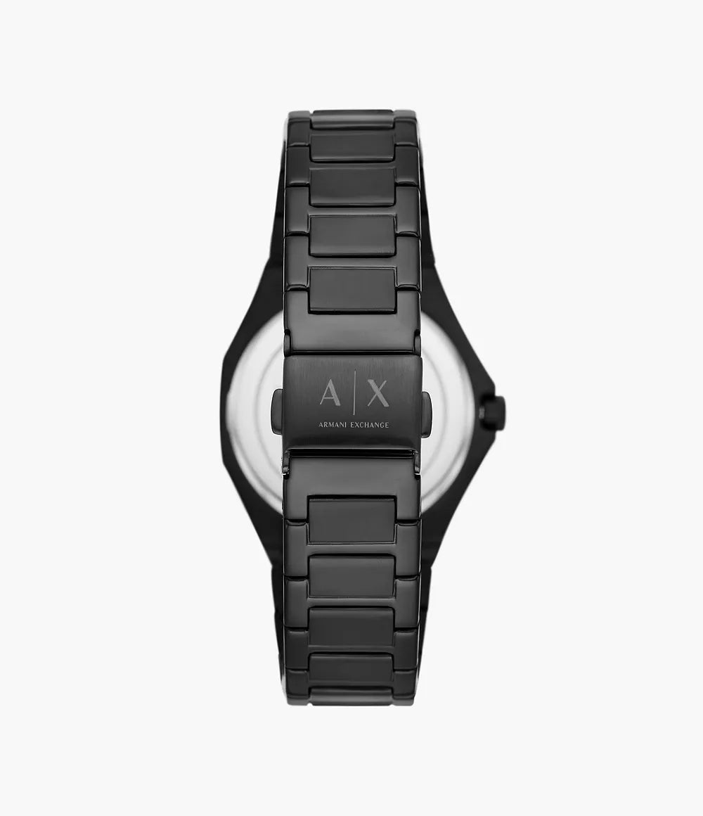 Armani Exchange Three-Hand Black Stainless Steel Watch AX4609