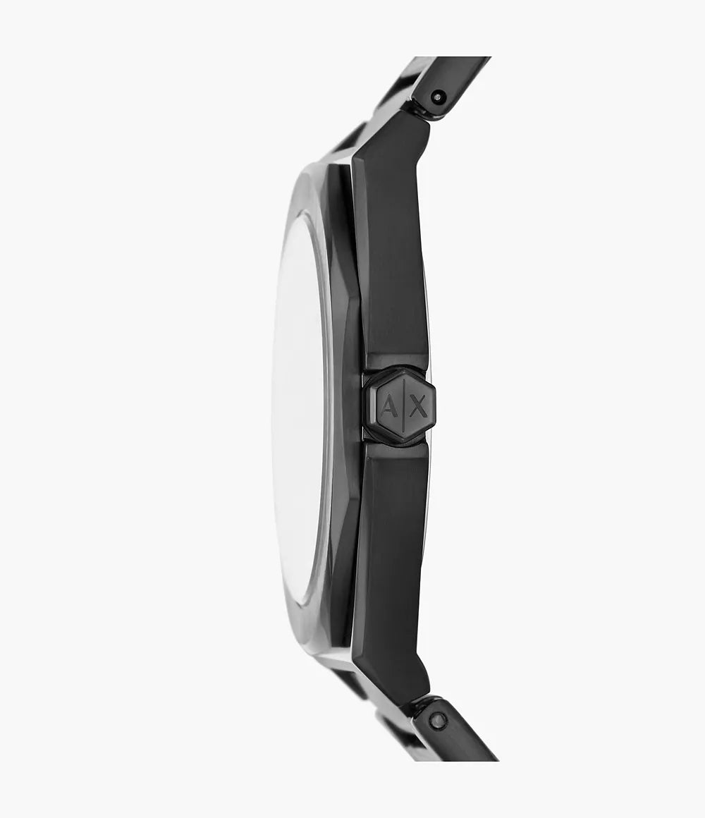 Armani Exchange Three-Hand Black Stainless Steel Watch AX4609
