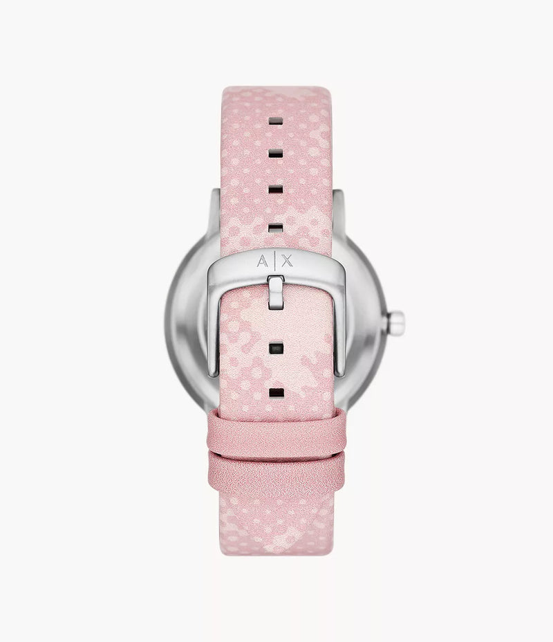 Armani Exchange Three-Hand Pink Leather Watch AX5590