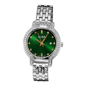 ALBA Emerald Green Dial With Crystals- AH7CM7X1 - KRISHNA WATCH COMPANY