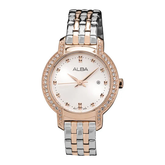 ALBA Rose Gold Case Encrusted With Crystals-AH7CM0X1 - KRISHNA WATCH COMPANY
