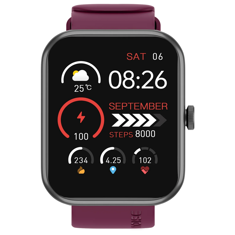 Noise ColorFit Pulse Grand 3 Smartwatch - Deep Wine