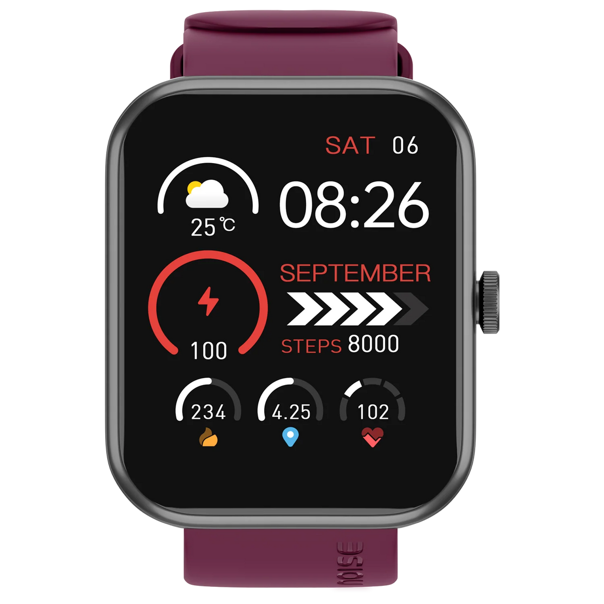Noise ColorFit Pulse Grand 3 Smartwatch - Deep Wine