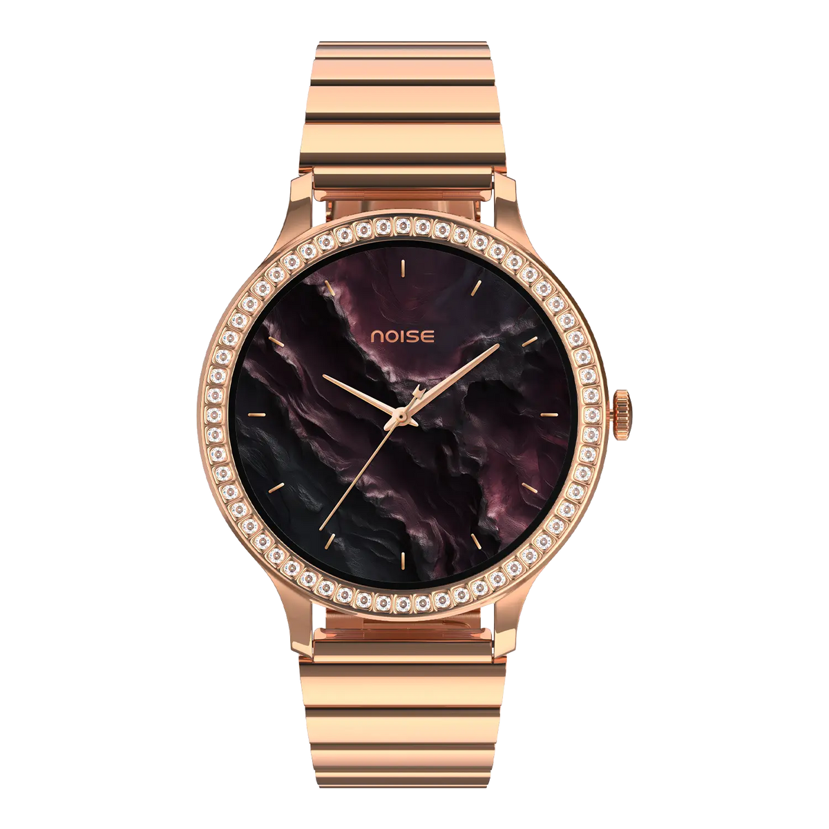 Noise Diva Araya Smartwatch for Women with AMOLED Display (850 Nits), 60 Precision-Set Crystals, Cycle Tracking, Skin Temperature, SOS with Live Location, 100+ Watch Faces - Iconic Rose Gold