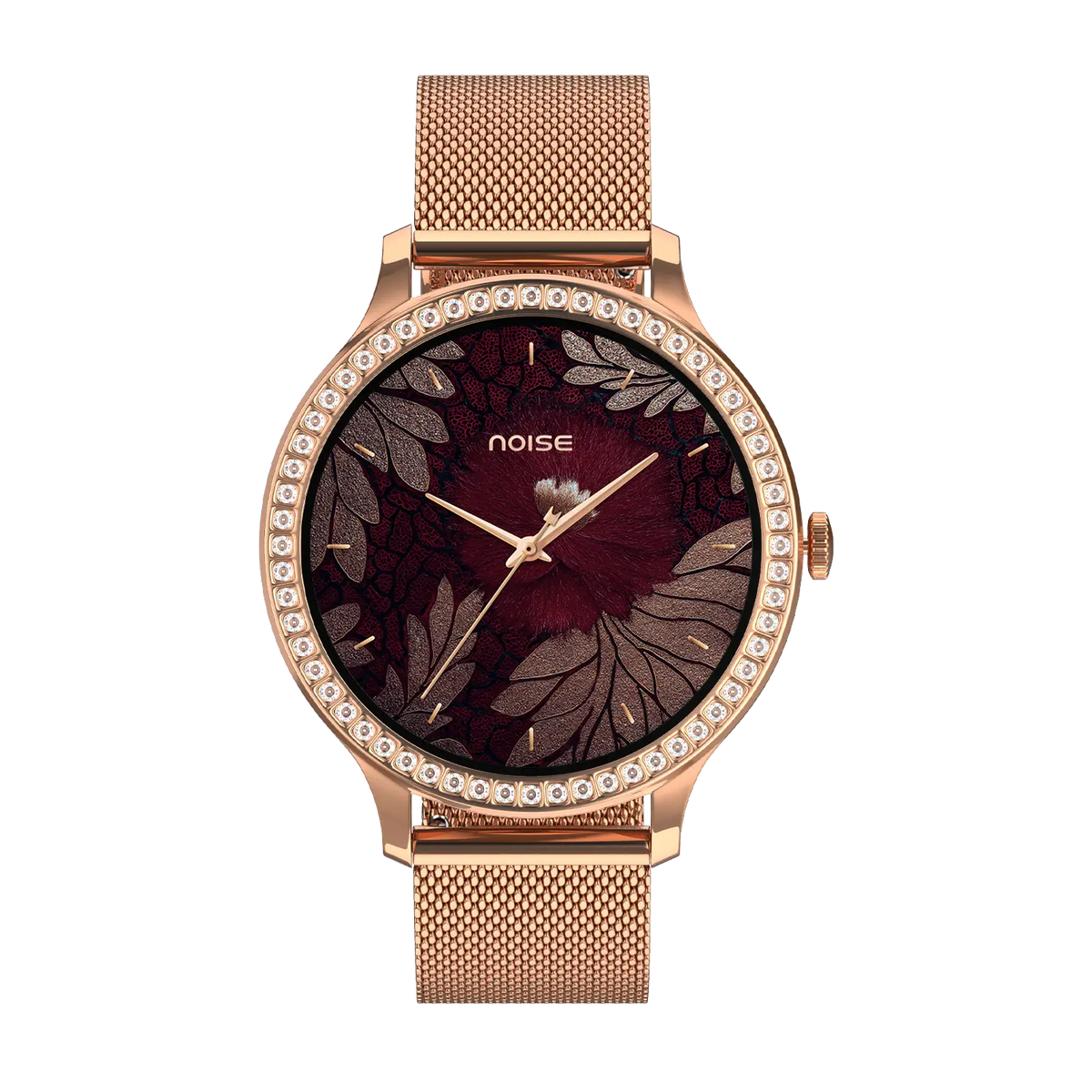 Noise Diva Araya Smartwatch for Women with AMOLED Display (850 Nits), 60 Precision-Set Crystals, Cycle Tracking, Skin Temperature, SOS with Live Location, 100+ Watch Faces - Iconic Rose Gold