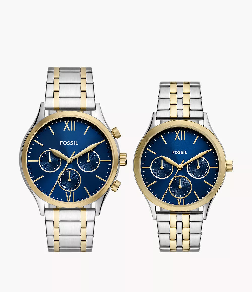 Fossil Fenmore Multifunction Two-Tone Stainless Steel Watch Set - BQ2900SET - KRISHNA WATCH COMPANY