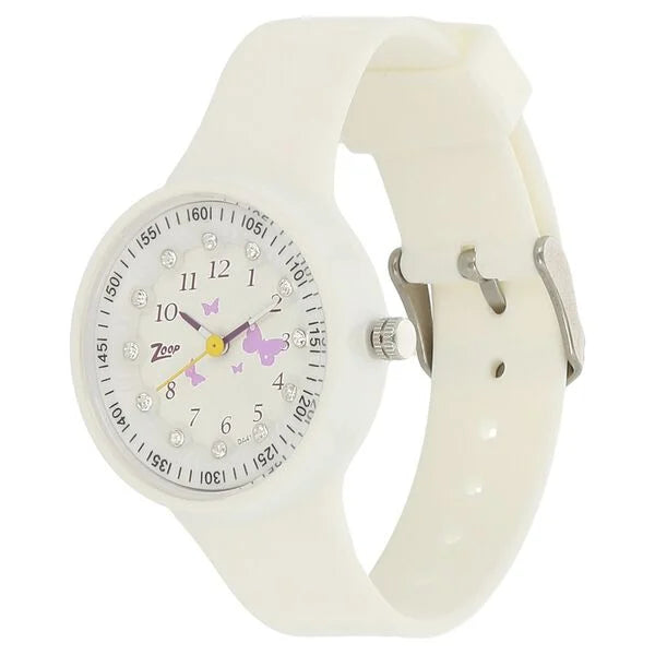 Zoop By Titan Quartz Analog White Dial PU Strap Watch for Kids 4038pp02w