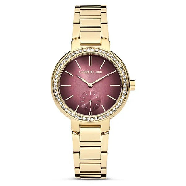 Cerruti 1881 Quartz Multifunction Red Dial Stainless Steel Strap Watch for Women ceciwlg2225604w