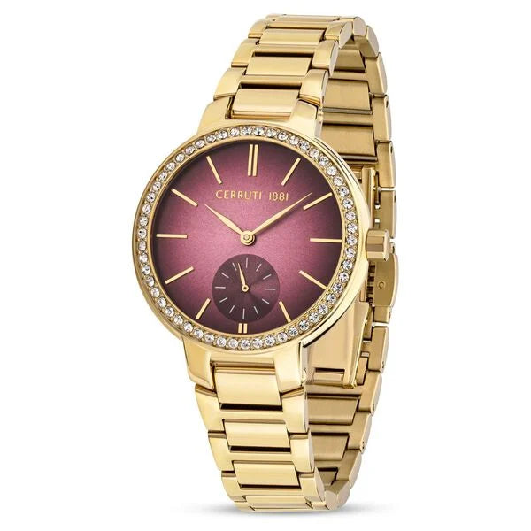 Cerruti 1881 Quartz Multifunction Red Dial Stainless Steel Strap Watch for Women ceciwlg2225604w