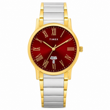 Timex Men's Day & Date Red Dail, Two-Tone Watch – TW000R471