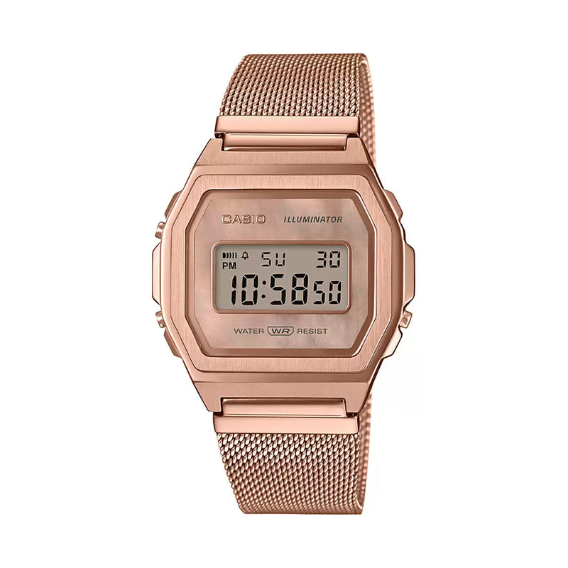 Casio Vintage Collection Rose Gold Digital Unisex Watch A1000MPG-9EF - D196