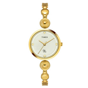 Timex Fria Women Off White Dial Round Analog Brass Dial Watch - TWEL18200 - KRISHNA WATCH COMPANY