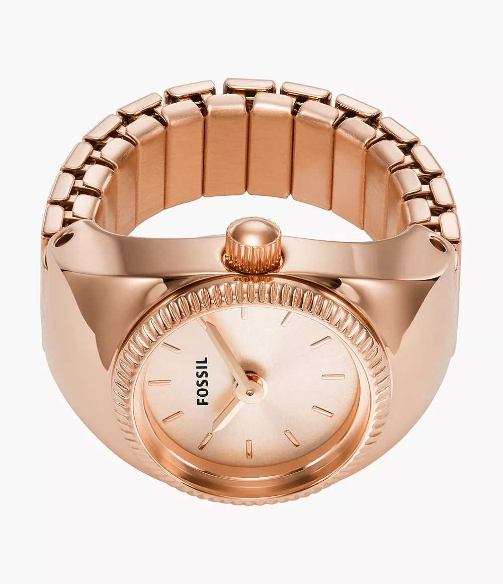 FOSSIL Ring Watch Two-Hand Rose Gold-Tone Stainless Steel ES5247