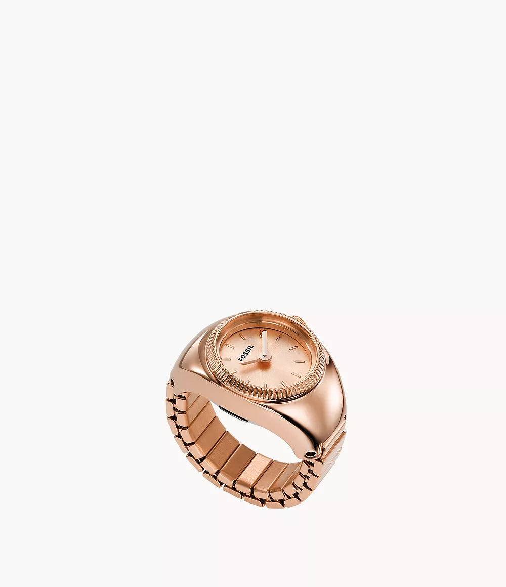 FOSSIL Ring Watch Two-Hand Rose Gold-Tone Stainless Steel ES5247