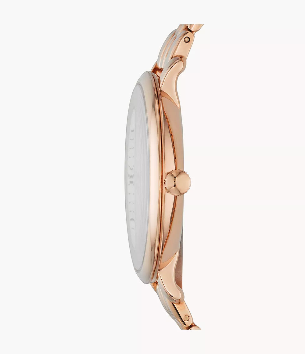 Jacqueline Three-Hand Date Rose Gold-Tone Stainless Steel Watch and Jewellery  ES5252SET