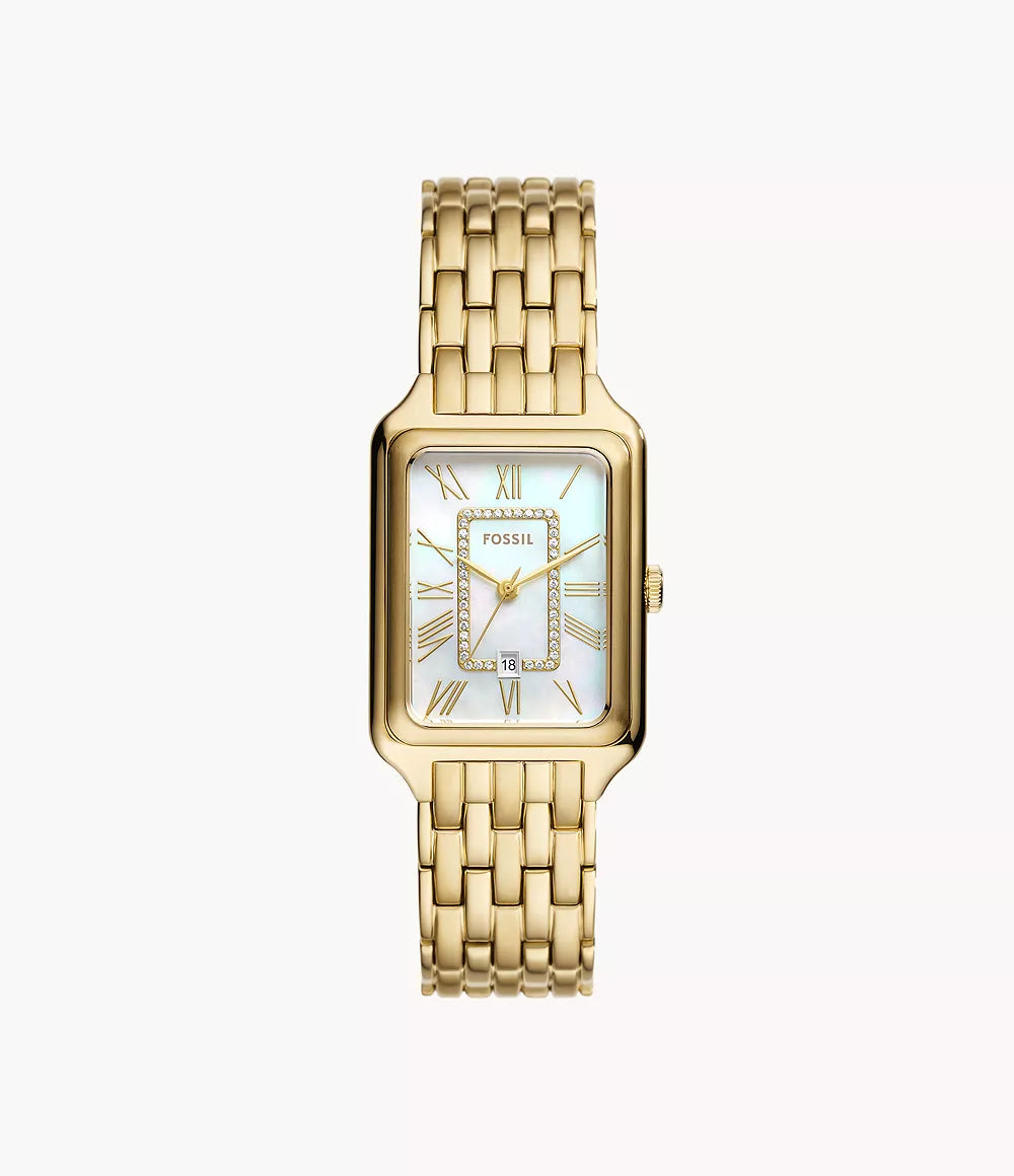 FOSSIL Raquel Three-Hand Date Gold-Tone Stainless Steel Watch  ES5304