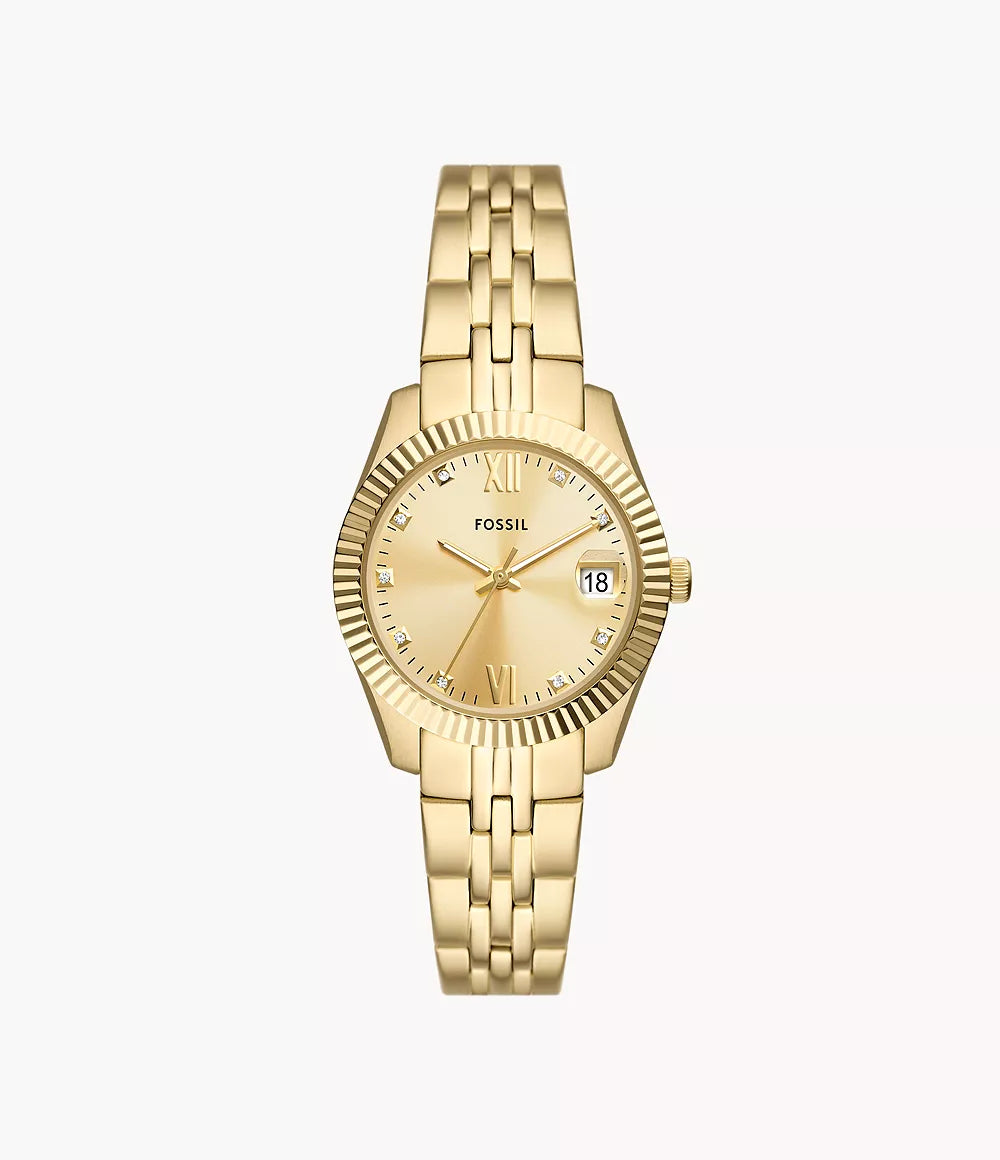 FOSSIL Scarlette Three-Hand Date Gold-Tone Stainless Steel Watch - ES5338