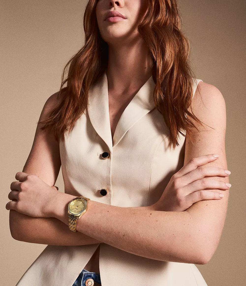 FOSSIL Scarlette Three-Hand Date Gold-Tone Stainless Steel Watch  ES5338