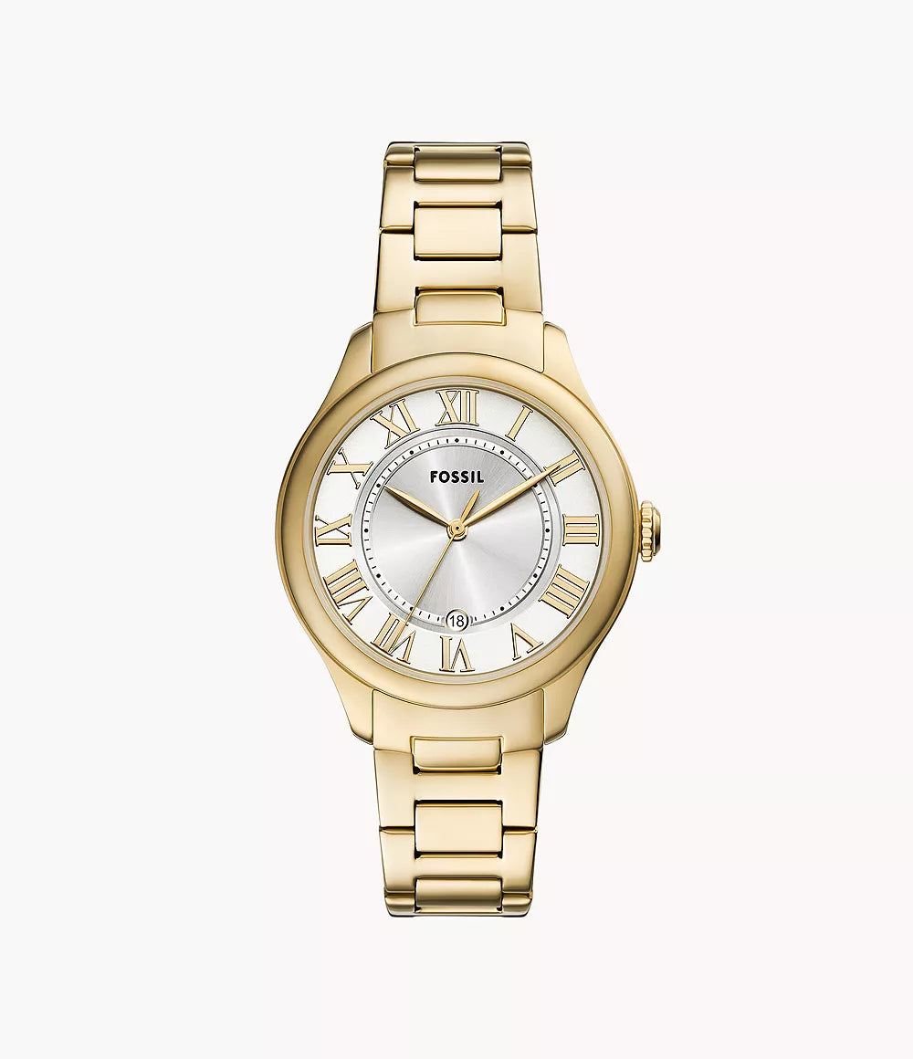 Fossil Gilmore Three-Hand Date Gold-Tone Stainless Steel Watch - ES5395 - KRISHNA WATCH COMPANY