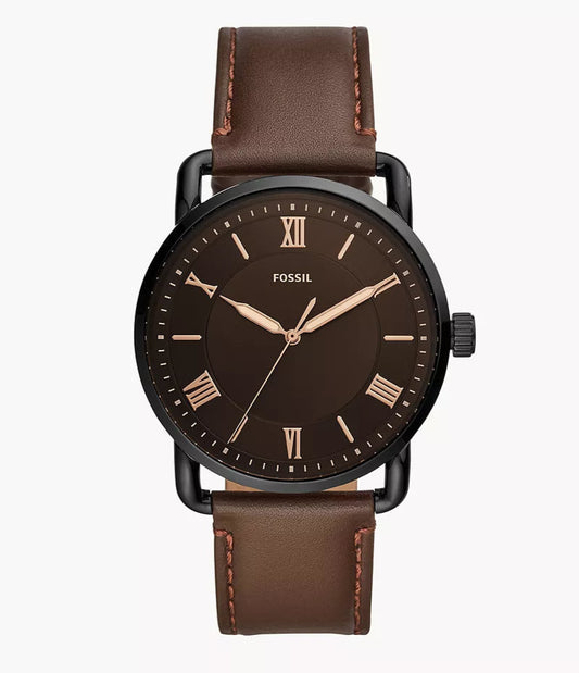 Fossil Copeland 42 mm Three-Hand Brown Leather Watch FS5666