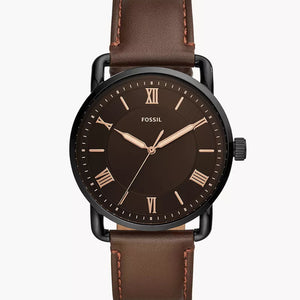 Fossil Copeland Three-Hand Brown Leather Watch - FS5666 - KRISHNA WATCH COMPANY