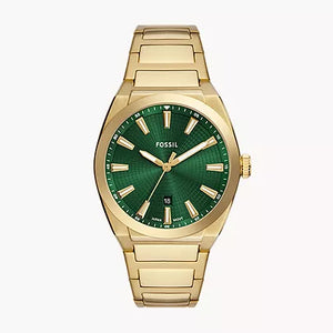 Fossil Everett Three-Hand Date Gold-Tone Stainless Steel Watch FS6090 - KRISHNA WATCH COMPANY