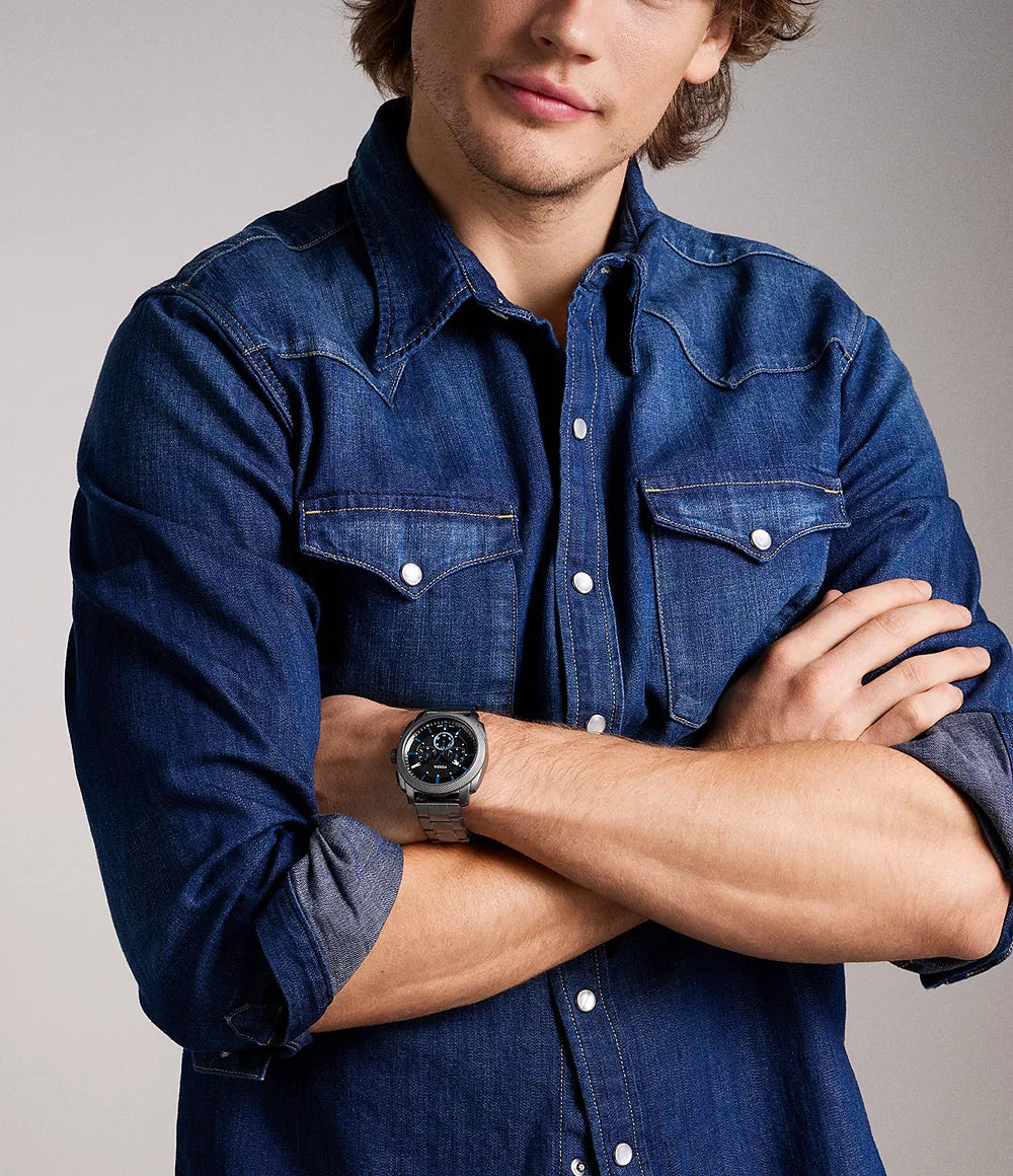 Fossil Machine Gun-Metal Watch FS6098 - KRISHNA WATCH COMPANY