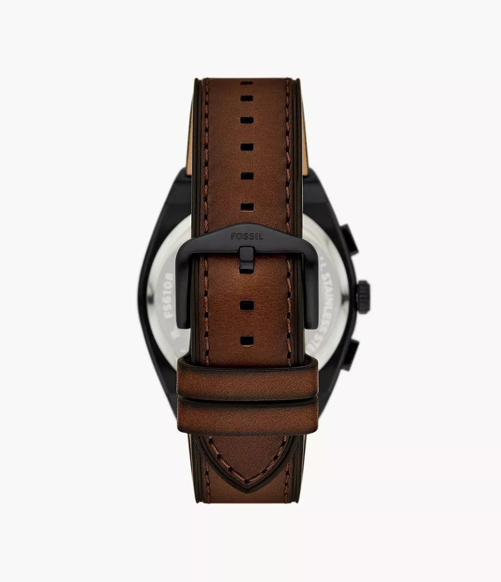 Fossil Men's Analog Quartz Watch with Leather Strap FS6108