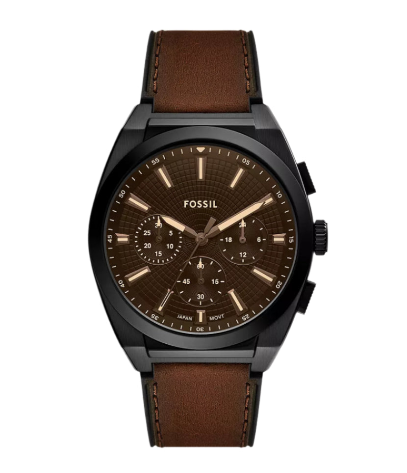 Fossil Men's Analog Quartz Watch with Leather Strap - FS6108