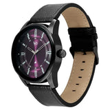 Vyb Drift By Fastrack Quartz Analog Purple Dial Black Leather Strap Watch For Guys FV30021NL02W