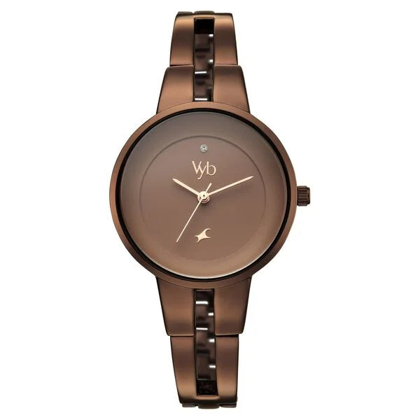 Vyb Halo By Fastrack Quartz Analog Brown Dial Watch For Girls fv60035qm02w