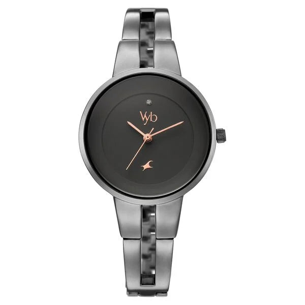 Vyb Halo By Fastrack Quartz Analog Grey Dial Watch For Girls fv60035qm03w