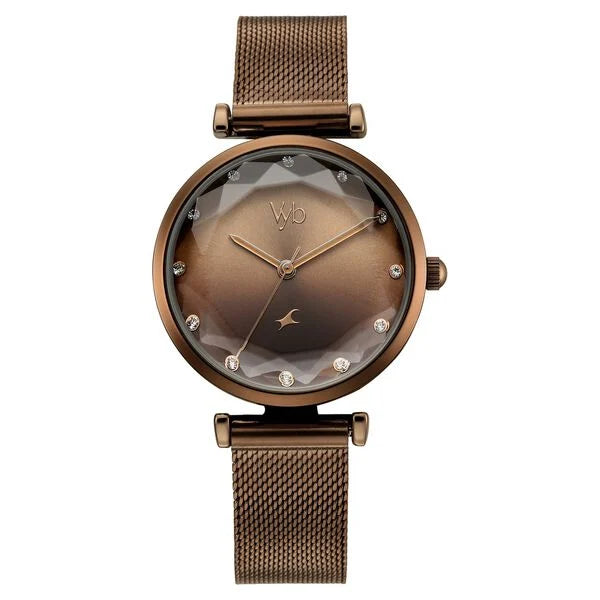 Vyb Aura By Fastrack Quartz Analog Brown Dial Watch For Girls FV60070QM01W
