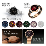 Noise Diva Araya Smartwatch for Women with AMOLED Display (850 Nits), 60 Precision-Set Crystals, Cycle Tracking, Skin Temperature, SOS with Live Location, 100+ Watch Faces - Iconic Rose Gold