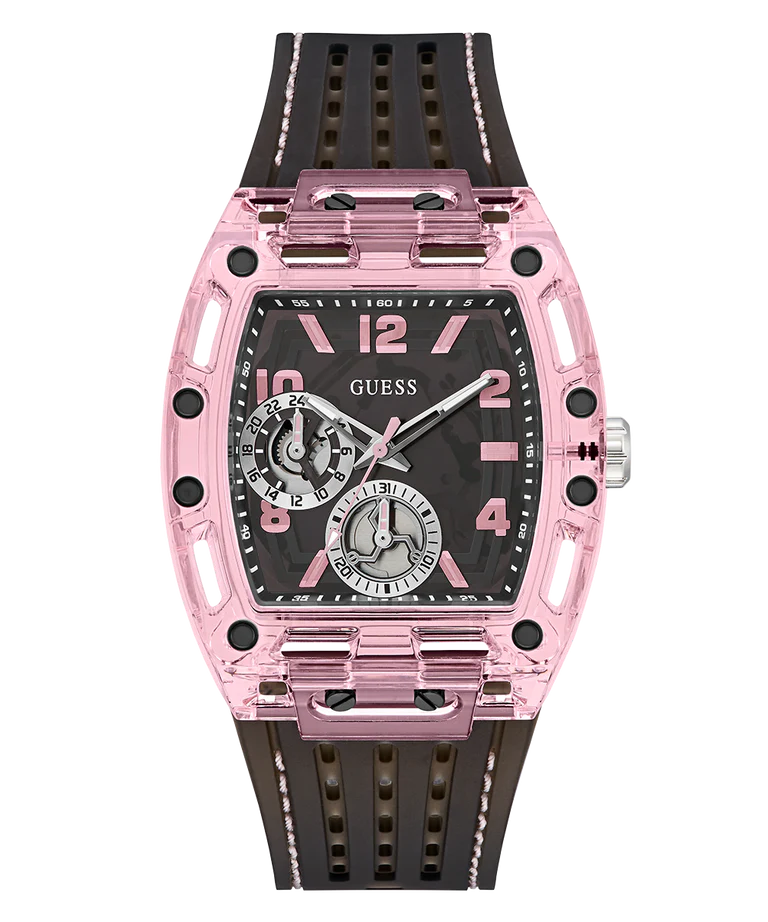 GUESS Mens Sporting Pink Black Multi-function Watch GW0032G3