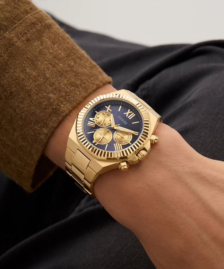 GUESS Mens Gold Tone Multi-function Watch GW0703G6