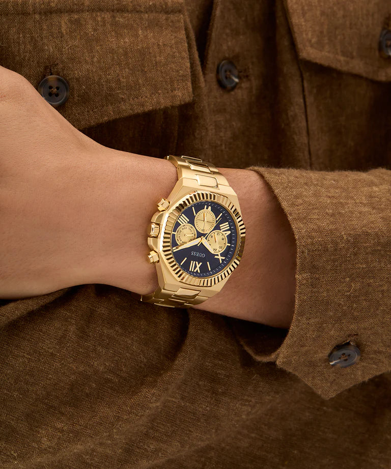 GUESS Mens Gold Tone Multi-function Watch GW0703G6