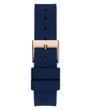 GUESS Ladies Blue Rose Gold Tone Analog Watch GW0844L3