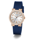 GUESS Ladies Blue Rose Gold Tone Analog Watch GW0844L3