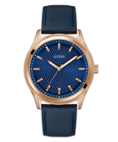 GUESS Mens Navy Rose Gold Tone Analog Watch GW0846G2