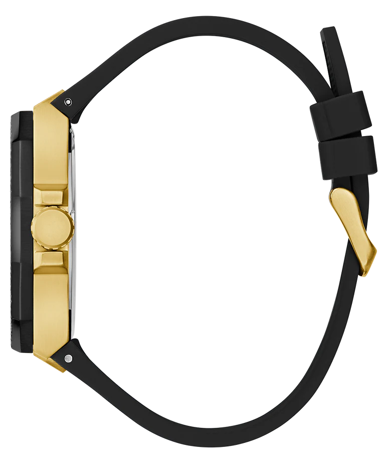 GUESS Mens Black Gold Tone Multi-function Watch GW0853G2