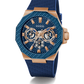 GUESS Mens Blue Rose Gold Tone Multi-function Watch GW0853G3
