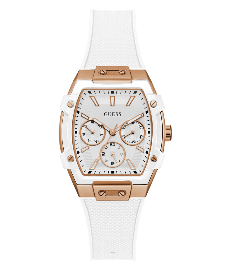 GUESS Ladies White Rose Gold Tone Analog Watch - GW0945L6