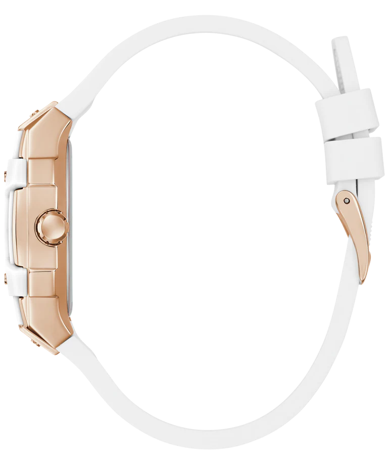 GUESS Ladies White Rose Gold Tone Analog Watch - GW0945L6