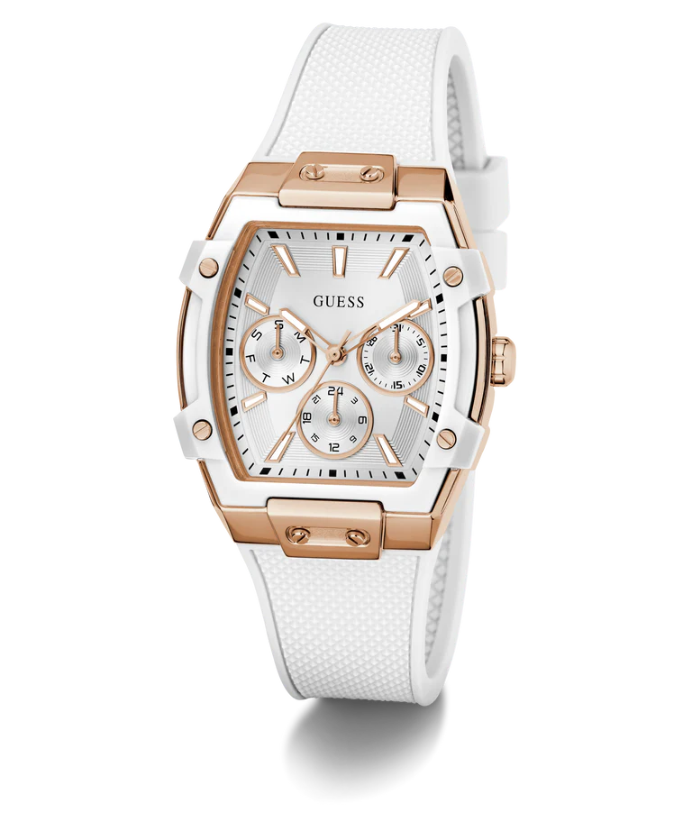 GUESS Ladies White Rose Gold Tone Analog Watch - GW0945L6