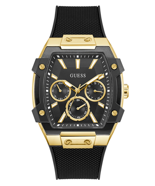 GUESS Mens Black Gold Tone Multi-function Watch GW0956G2
